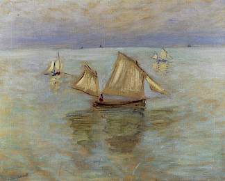 波维尔的渔船 Fishing Boats at Pourville (1882)，克劳德·莫奈