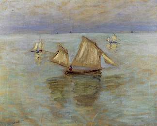 波维尔的渔船 Fishing Boats at Pourville (1882)，克劳德·莫奈