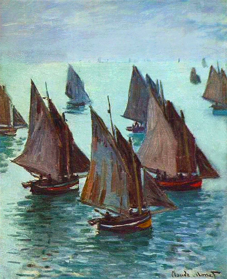 渔船，平静的海面 Fishing Boats, Calm Sea (1868)，克劳德·莫奈