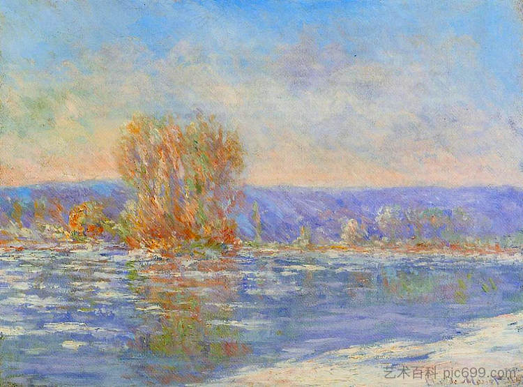 Bennecourt附近的浮冰 Floating Ice near Bennecourt (1893)，克劳德·莫奈