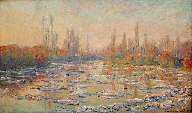 塞纳河上的浮冰 02 Floating Ice on the Seine 02 (1880),克劳德·莫奈