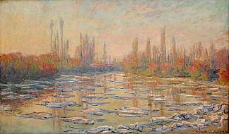 塞纳河上的浮冰 02 Floating Ice on the Seine 02 (1880)，克劳德·莫奈