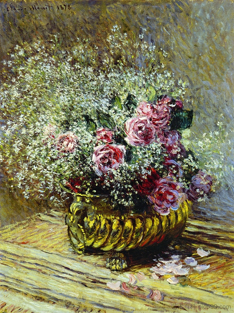 花盆里的花 Flowers in a Pot (1878)，克劳德·莫奈