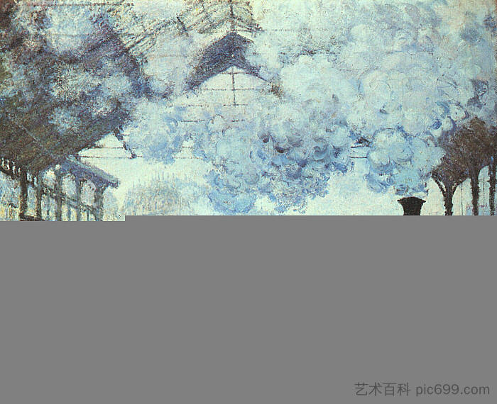 圣拉扎尔火车站:火车抵达 Gare St.-Lazare: Arrival of a Train (1877),克劳德·莫奈