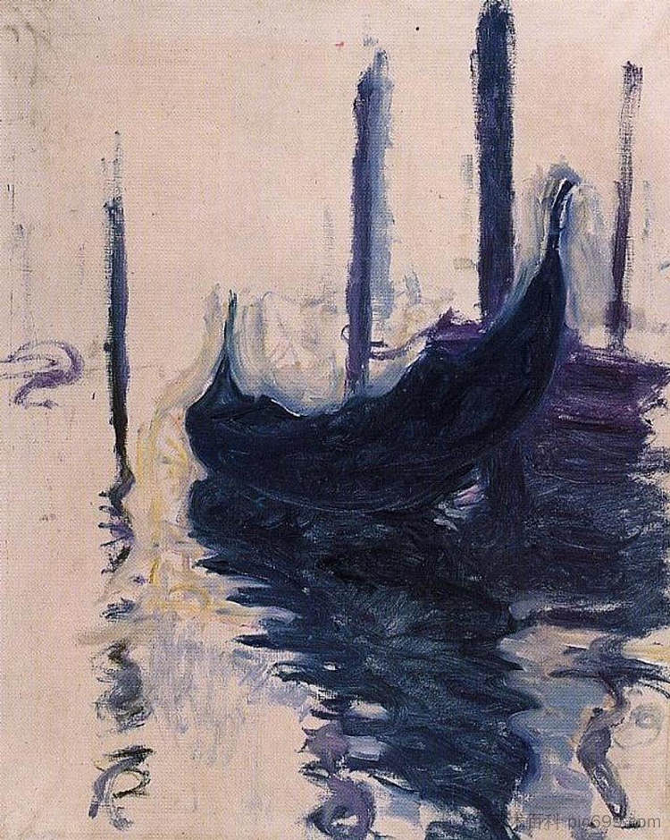 威尼斯的贡多拉 Gondola in Venice (1908)，克劳德·莫奈