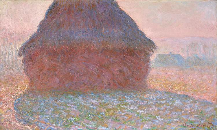 阳光下的谷物堆 Grainstack in Sunshine (1891; Giverny,France  )，克劳德·莫奈