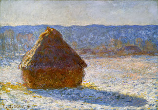 谷物堆，雪的效果，早上 Grainstack, Snow Effect, Morning (1891; France                     )，克劳德·莫奈