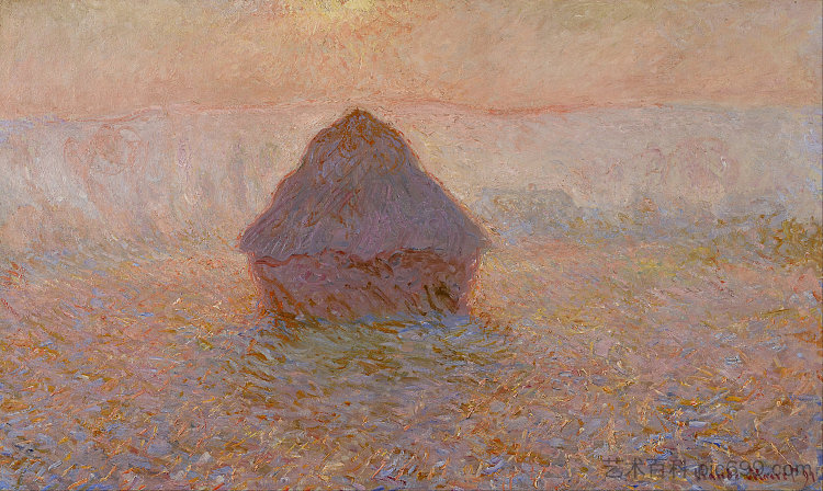 谷物堆，雾中的太阳 Grainstack, Sun in the Mist (1891; Giverny,France  )，克劳德·莫奈