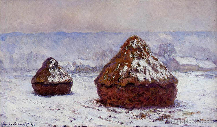 谷堆,雪的效果 Grainstacks, Snow Effect (1890 - 1891; Giverny,France ),克劳德·莫奈