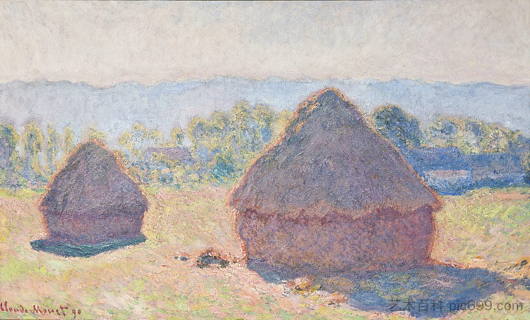 谷仓,明亮的阳光 Grainstacks, Bright Sunlight (1890; Giverny,France ),克劳德·莫奈