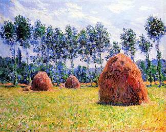 吉维尼的干草堆 Haystacks at Giverny (1884)，克劳德·莫奈