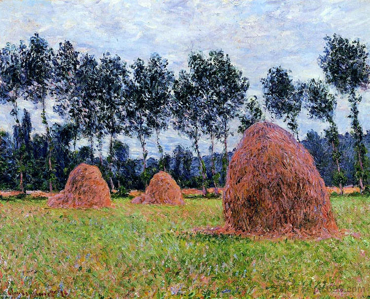 干草堆，阴天 Haystacks, Overcast Day (1884)，克劳德·莫奈