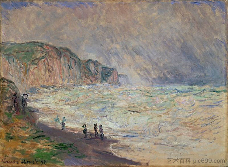 波维尔的大海 Heavy Sea at Pourville (1897)，克劳德·莫奈