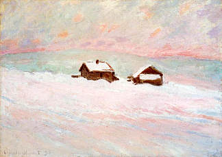 雪中的房子，挪威 Houses in the Snow, Norway (1895)，克劳德·莫奈