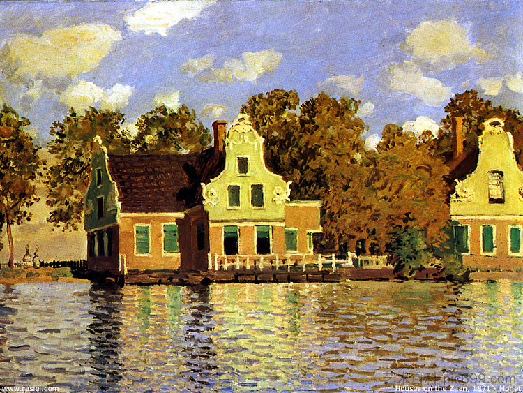 赞丹赞安河上的房屋 Houses on the Zaan River at Zaandam (1871),克劳德·莫奈