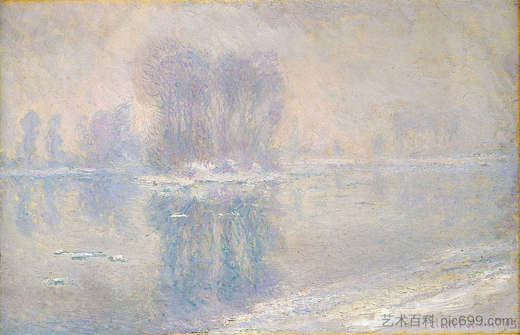 Bennecourt的Siene冰川 Ice on the Siene at Bennecourt (1897)，克劳德·莫奈