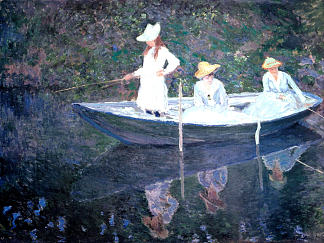 在吉维尼的诺维吉安船上 In the Norvegienne Boat at Giverny (1887)，克劳德·莫奈