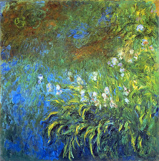 海玫瑰塘的虹膜 Iris at the Sea-Rose Pond (1914 – 1917)，克劳德·莫奈