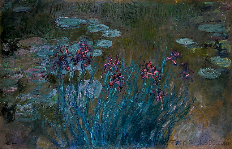 鸢尾花和睡莲 Irises and Water-Lilies (1914 - 1917)，克劳德·莫奈