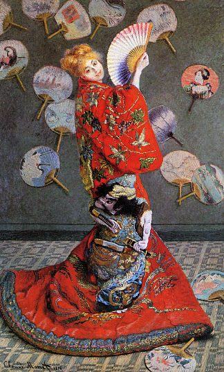 日本的（穿着日本服装的卡米尔·莫奈） Japan’s (Camille Monet in Japanese Costume) (1876)，克劳德·莫奈