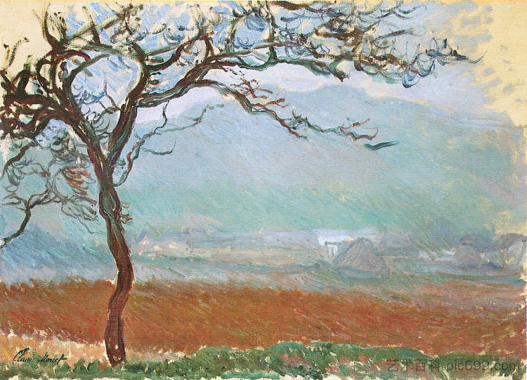 吉维尼的风景 Landscape at Giverny (1887)，克劳德·莫奈