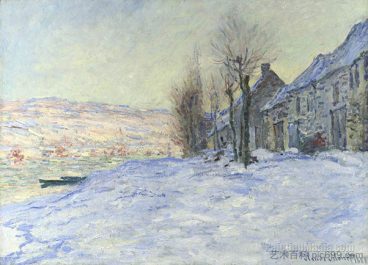 拉瓦库尔，阳光和雪 Lavacourt, Sun and Snow (1879)，克劳德·莫奈