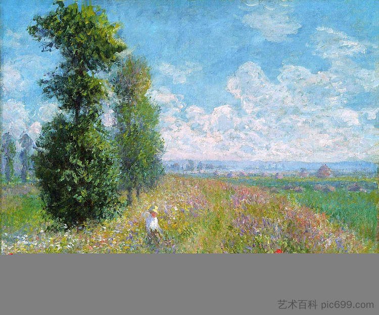 有杨树的草地 Meadow with Poplars (1875),克劳德·莫奈
