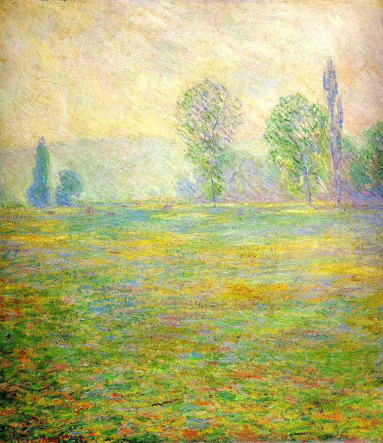 吉维尼的草地 Meadows in Giverny (1888)，克劳德·莫奈