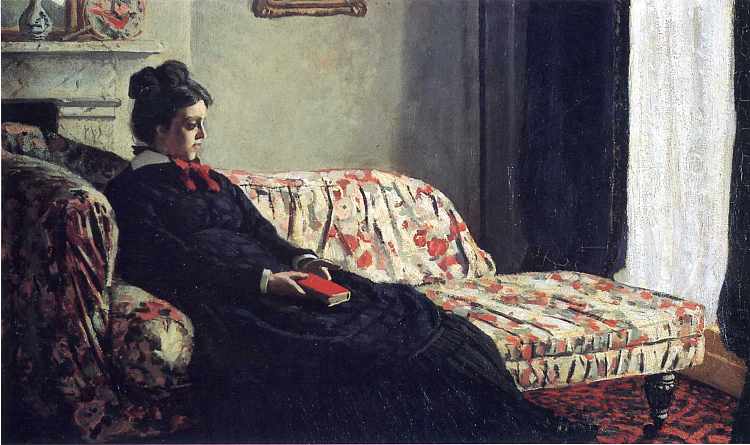 冥想，坐在沙发上的莫奈夫人 Meditation, Madame Monet Sitting on a Sofa (1870 - 1871)，克劳德·莫奈