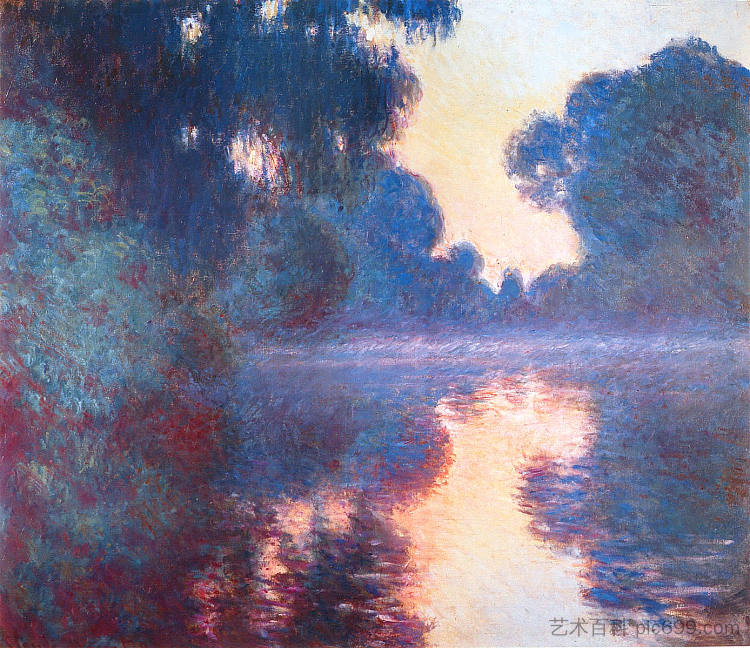 Misty Morning on the Seine in Bue Misty Morning on the Seine in Bue (1897)，克劳德·莫奈