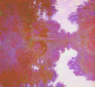塞纳河朦胧的早晨，淡紫色 Misty Morning on the Seine, Mauve (1897)，克劳德·莫奈