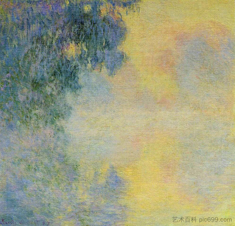 塞纳河上朦胧的早晨，日出 Misty Morning on the Seine, Sunrise (1897)，克劳德·莫奈