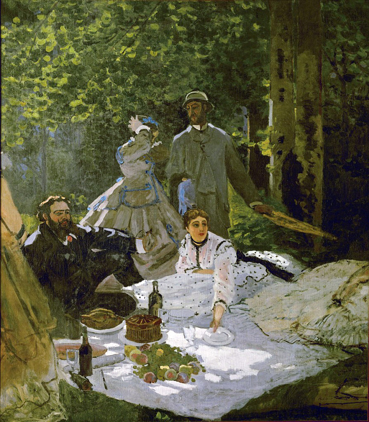 在草地上享用午餐 Le Déjeuner sur l'herbe (1865 - 1866; France  )，克劳德·莫奈