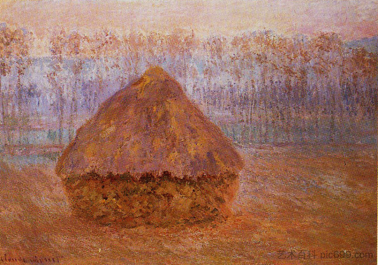 冬天的谷物堆,雾蒙蒙的天气 Grainstack in Winter, Misty Weather (1889; Giverny,France ),克劳德·莫奈