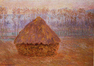 冬天的谷物堆，雾蒙蒙的天气 Grainstack in Winter, Misty Weather (1889; Giverny,France                     )，克劳德·莫奈