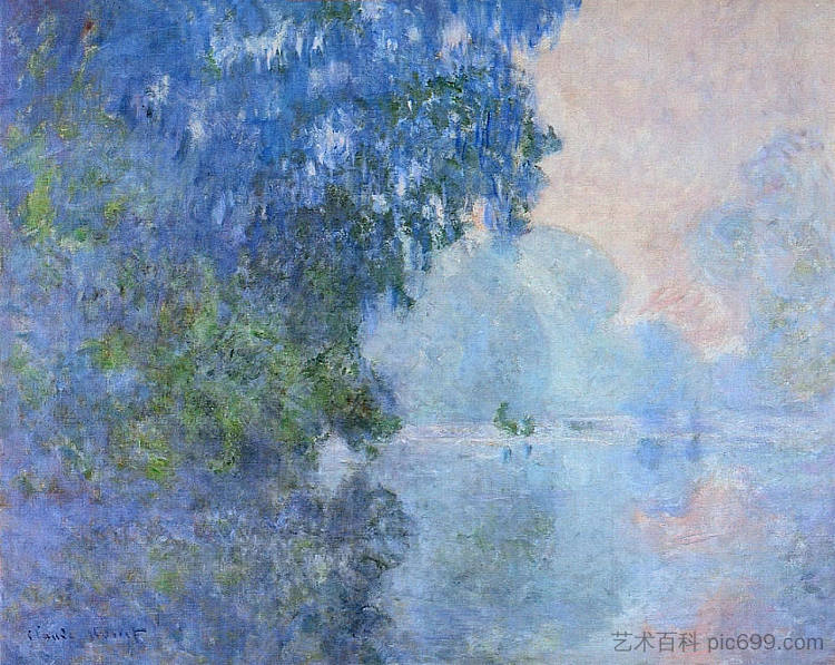 塞纳河上的早晨 Morning on the Seine 02 (1896)，克劳德·莫奈