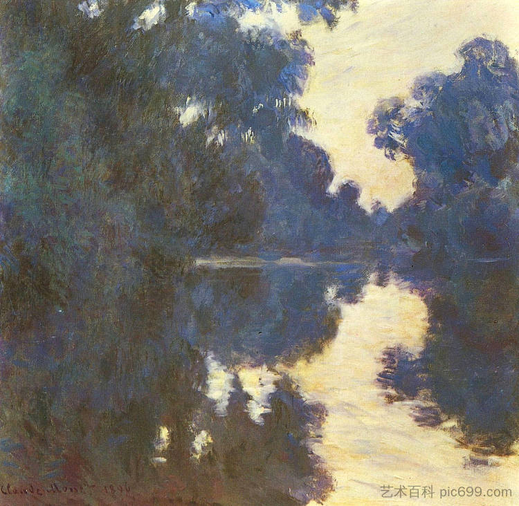 塞纳河上的早晨 Morning on the Seine (1896)，克劳德·莫奈