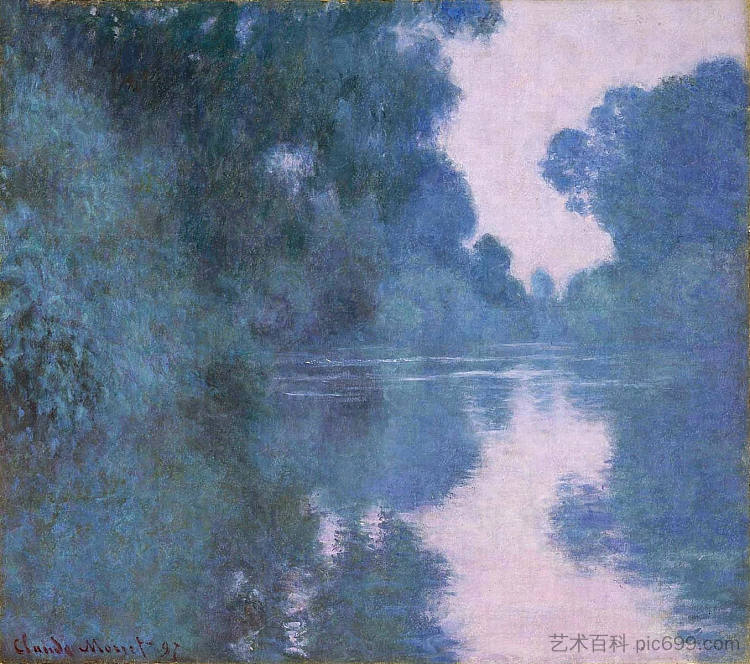 吉维尔尼附近的塞纳河上的早晨 Morning on the Seine near Giverny 02 (1897)，克劳德·莫奈