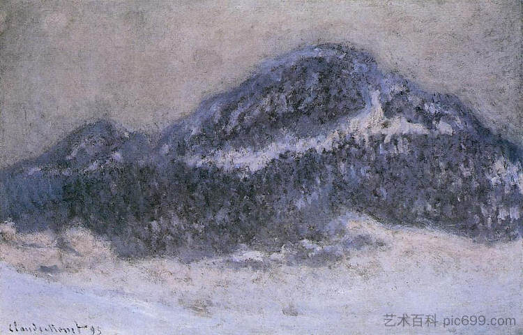 雾蒙蒙天气中的科尔萨斯山 Mount Kolsaas in Misty Weather (1895)，克劳德·莫奈