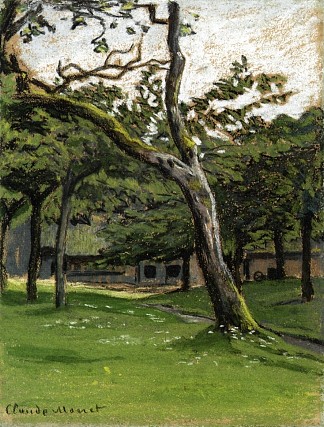 穿过树林的诺曼农场 Norman Farm through the Trees (c.1886)，克劳德·莫奈