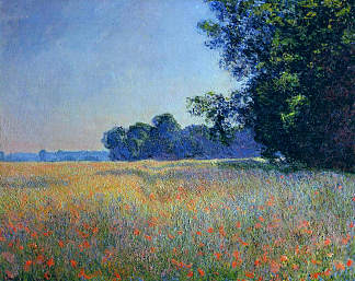 Oat and Poppy Field, Giverny Oat and Poppy Field, Giverny (1890)，克劳德·莫奈