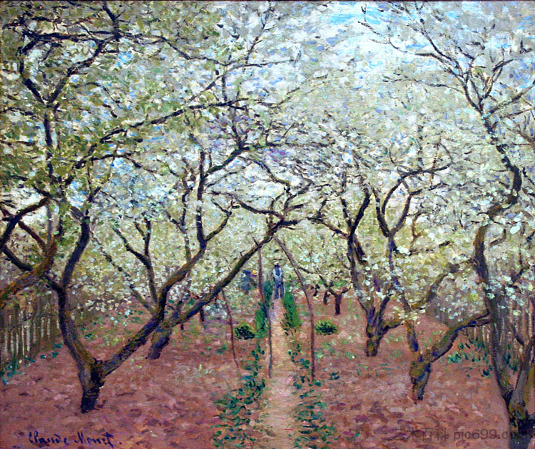 盛开的果园 Orchard in Bloom (1879)，克劳德·莫奈