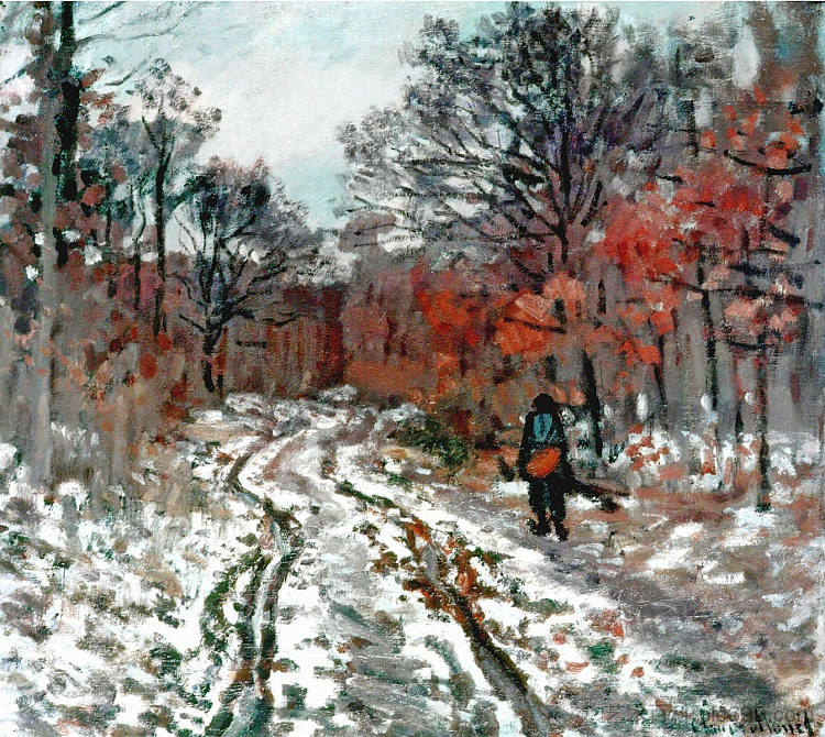 穿过森林的小径,雪效果 Path through the Forest, Snow Effect (1870),克劳德·莫奈