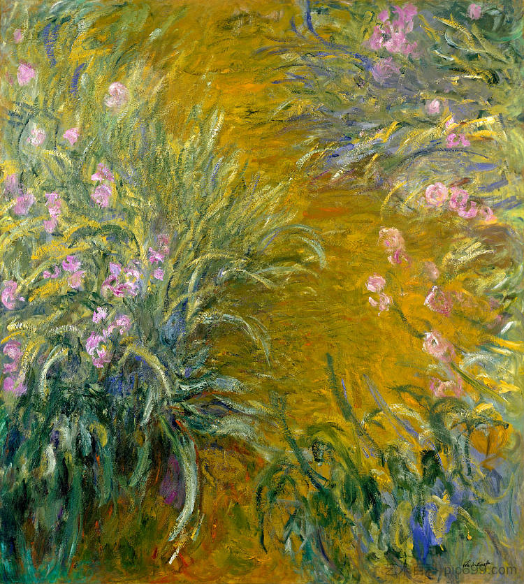 穿过虹膜的路径01 Path through the Irises 01 (1914 - 1917)，克劳德·莫奈