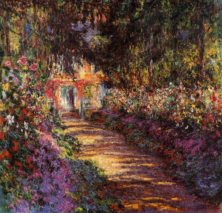 莫奈在吉维尼花园的小路 Pathway in Monet's Garden at Giverny (1901 - 1902)，克劳德·莫奈