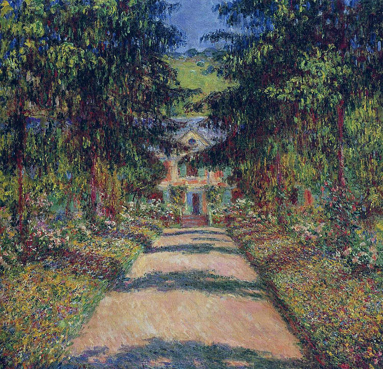 莫奈在吉维尼花园的小路 Pathway in Monet's Garden at Giverny (1900)，克劳德·莫奈