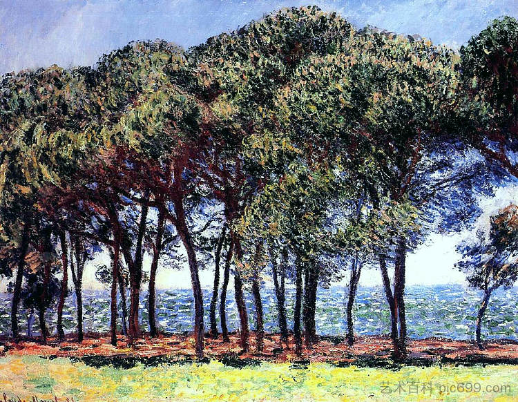 松树，昂蒂布角 Pine Trees, Cap d'Antibes (1888)，克劳德·莫奈