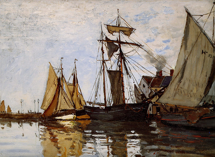 翁弗勒尔港的船只 Boats in the Port of Honfleur (1866)，克劳德·莫奈