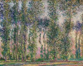 吉维尼的白杨 Poplars at Giverny (1887)，克劳德·莫奈