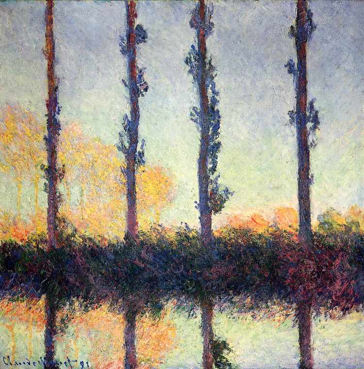 杨树(四棵树) Poplars (Four Trees) (1891)，克劳德·莫奈